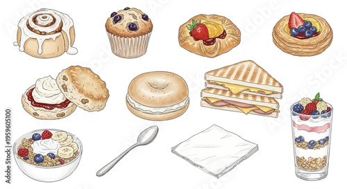 Variety of sweet and savory pastries.