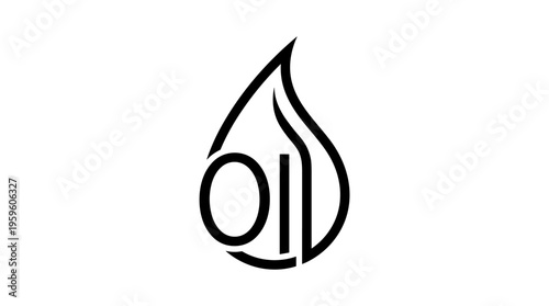Black vector calligram of the word "OIL" in a droplet shape