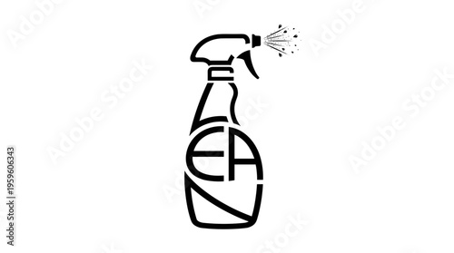 Spray bottle calligram forming the word "CLEAN"