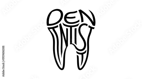 Dental calligram with the word Dentist forming a tooth shape