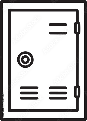 A meticulously crafted, flat, minimalist illustration of a closed, rectangular storage locker.