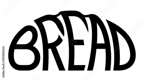 Calligram word BREAD shaped like a loaf of bread