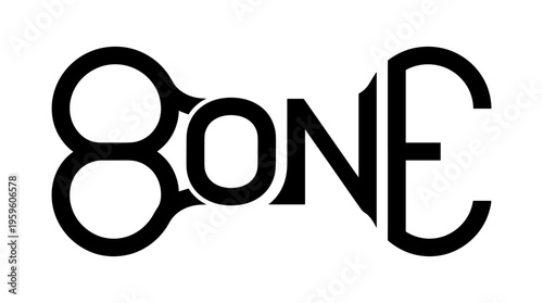 Black calligram of the word BONE shaped like a bone