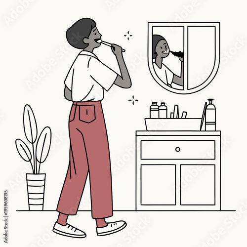 Brushing teeth in the morning