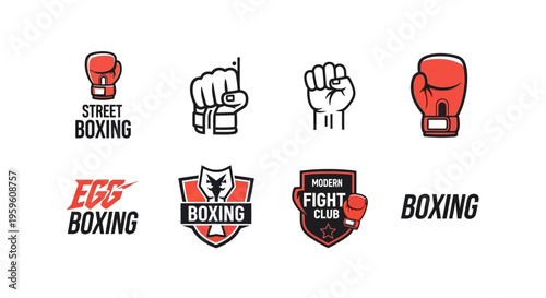 Collection of Boxing And Fighting Related Emblem And Icon Designs For Sports Branding And Apparel Graphics