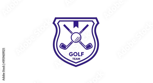 Golf team logo with crossed clubs and ball inside a shield emblem.