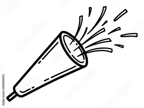 A festive party popper bursting with streamers, perfect for celebrating joyous occasions like birthdays, New Years Eve, and holiday event promotions.