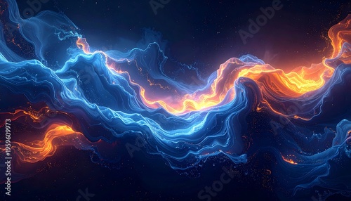 Abstract Swirling Nebula of Blue and Orange Cosmic Energy.