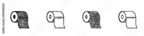 Sketch toilet paper icon design set