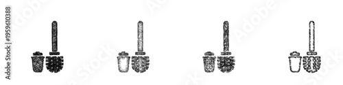 Sketch toilet brush icon design set