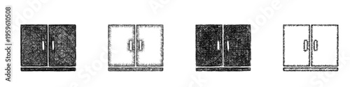 Sketch bathroom cabinet icon design set