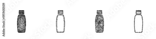 Sketch shampoo bottle icon design set