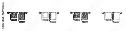 Sketch towel rack icon design set