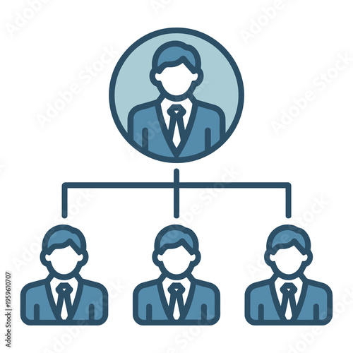 Vector of a hierarchical organizational structure with a manager overseeing three employees