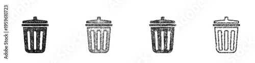 Sketch trash bin icon design set