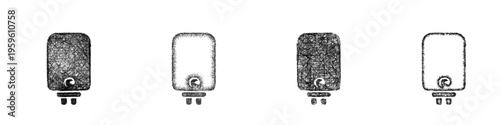 Sketch water heater icon design set