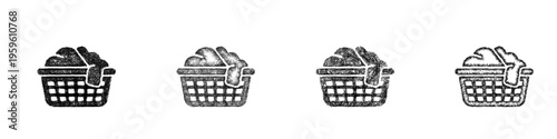 Sketch laundry basket icon design set