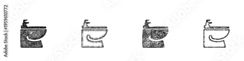 Sketch bidet icon design set