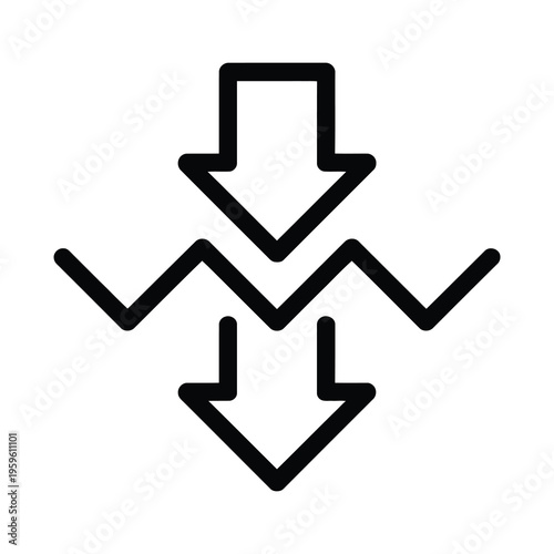 Minimalist vector icon showing three downward pointing arrows