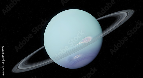 Uranus with Tilted Axis and Pale Blue Atmosphere
