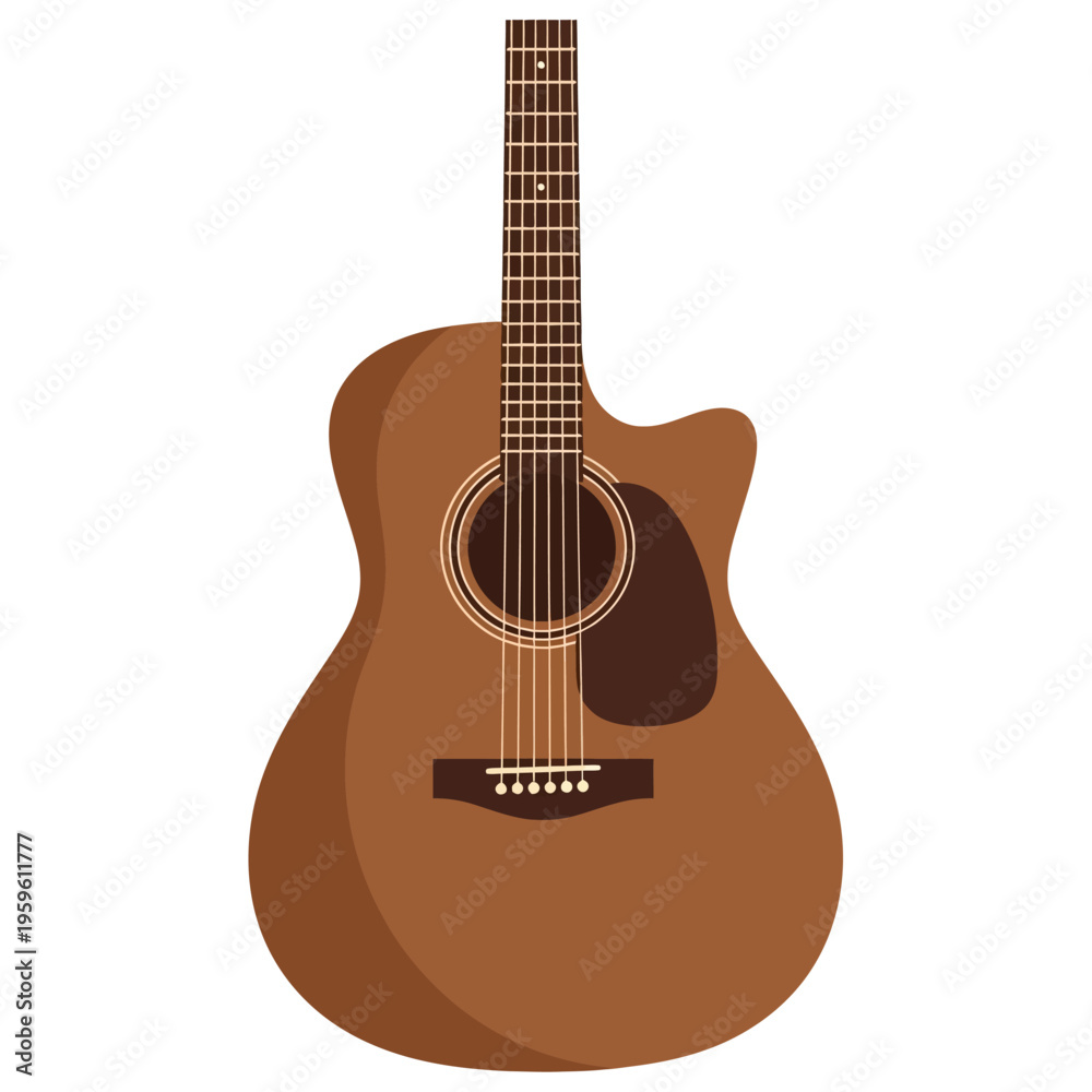 Obraz premium Acoustic Guitar Musical Instrument Isolated on White Background.