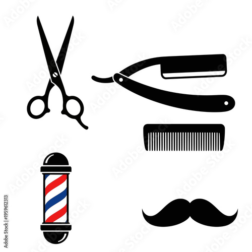 Barber Shop Tools and Symbols.