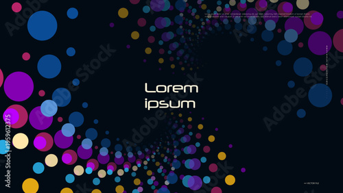 Vector background with colorful radial line and dynamic burst effects on black background. Modern geometric design circle shape and blend gradient shadow effect for poster, wallpaper, banner, cover