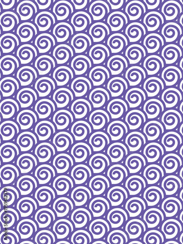 Purple seamless geometric pattern displaying repeating swirl shapes and abstract curves for modern textile printing wrapper or wallpaper background