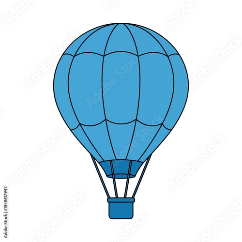 Blue Hot Air Balloon Illustration.