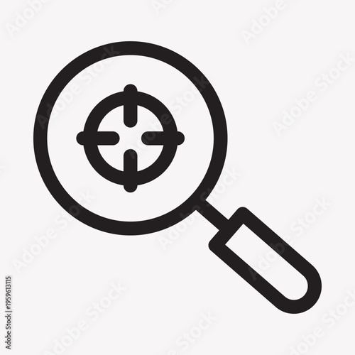 Magnifying glass icon with square symbol