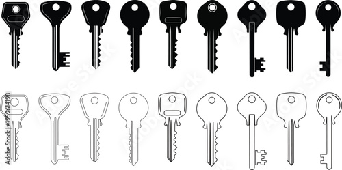 Collection of various keys for locks and devices