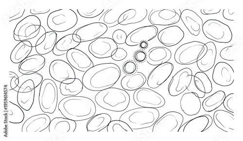 Abstract handdrawn organic shapes like pebbles or cells create a unique graphic background or modern design texture for various visual projects and contemporary presentations
