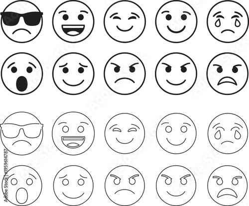 A collection of various emoticon faces and expressions