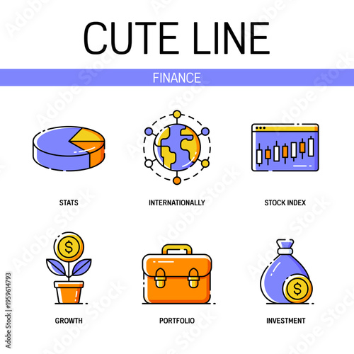 Finance related icon set contains elements of investment, portfolio, chart, global financial markets and more. Flat filled outline style. Pixel perfect. Editable stroke