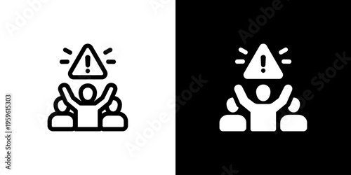 Crisis Leadership Team icon concept with flat Black White Background. Vector illustration.
