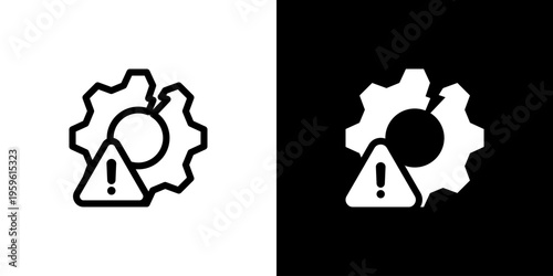 Infrastructure Damage Risk icon concept with flat Black White Background. Vector illustration.