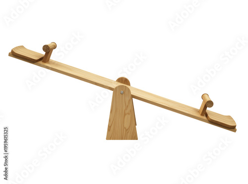 Photos Classic wooden seesaw playground equipment, perfectly balanced and isolated on t