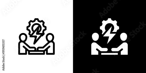 Conflict Resolution icon concept with flat Black White Background. Vector illustration.