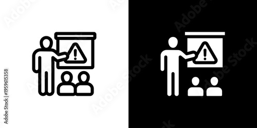 Training Presentation Lesson icon concept with flat Black White Background. Vector illustration.