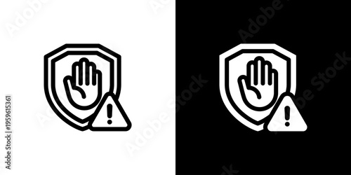Prevention Shield Guard icon concept with flat Black White Background. Vector illustration.