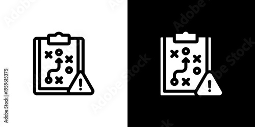 Strategic Plans Map icon concept with flat Black White Background. Vector illustration.