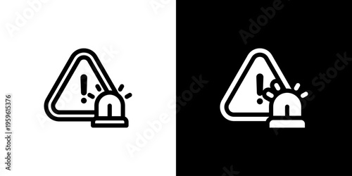 Emergency Siren Alert icon concept with flat Black White Background. Vector illustration.
