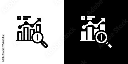 Problem Analysis Chart icon concept with flat Black White Background. Vector illustration.