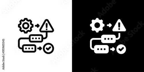Procedure Step Flow icon concept with flat Black White Background. Vector illustration.