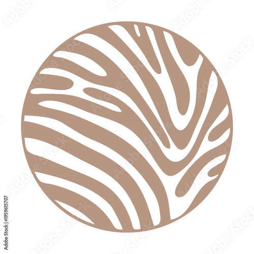 A minimalist vector graphic of a zebra pattern in a circular design