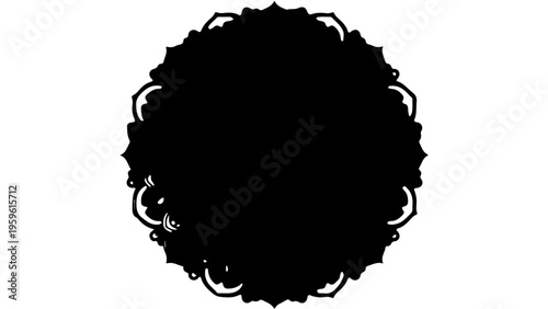 A minimalist black floral wreath vector graphic on a white background