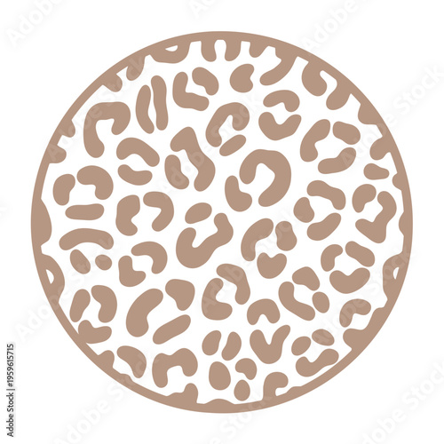 A minimalist leopard print circle design on a white background