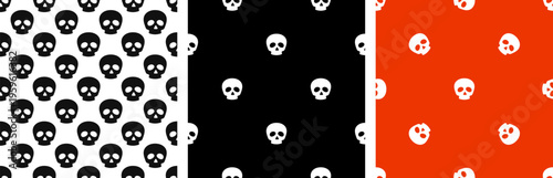 Skull pattern collection: black and white, black, and orange Halloween design