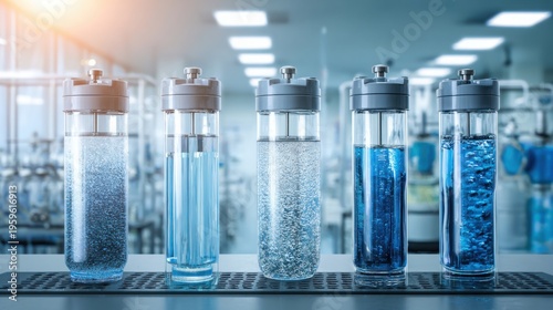 Advanced Water Filtration Systems with Transparent Containers Showcasing Liquid Purification Processes