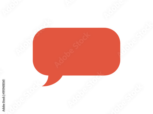 A vibrant red speech bubble icon on a clean white background, perfect for chat and communication designs